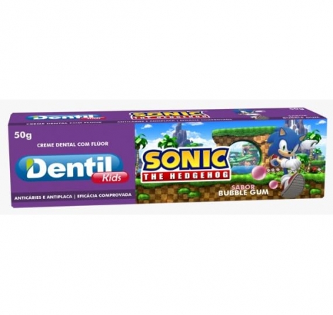 Dentil – Creme Dental Kids Sonic Sabor Bubble Gum 50g | Com Flúor Ativo, Proteção Anticáries e Baixa Abrasividade
