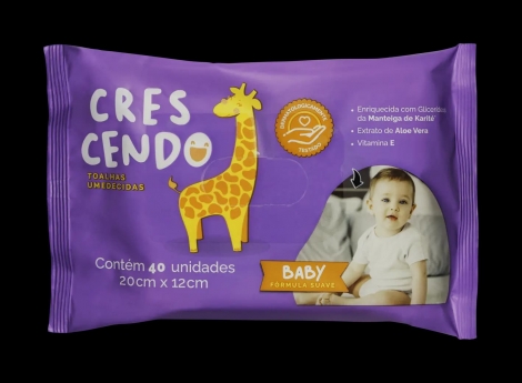Toalha Umedecida Crescendo com 40 Unidades